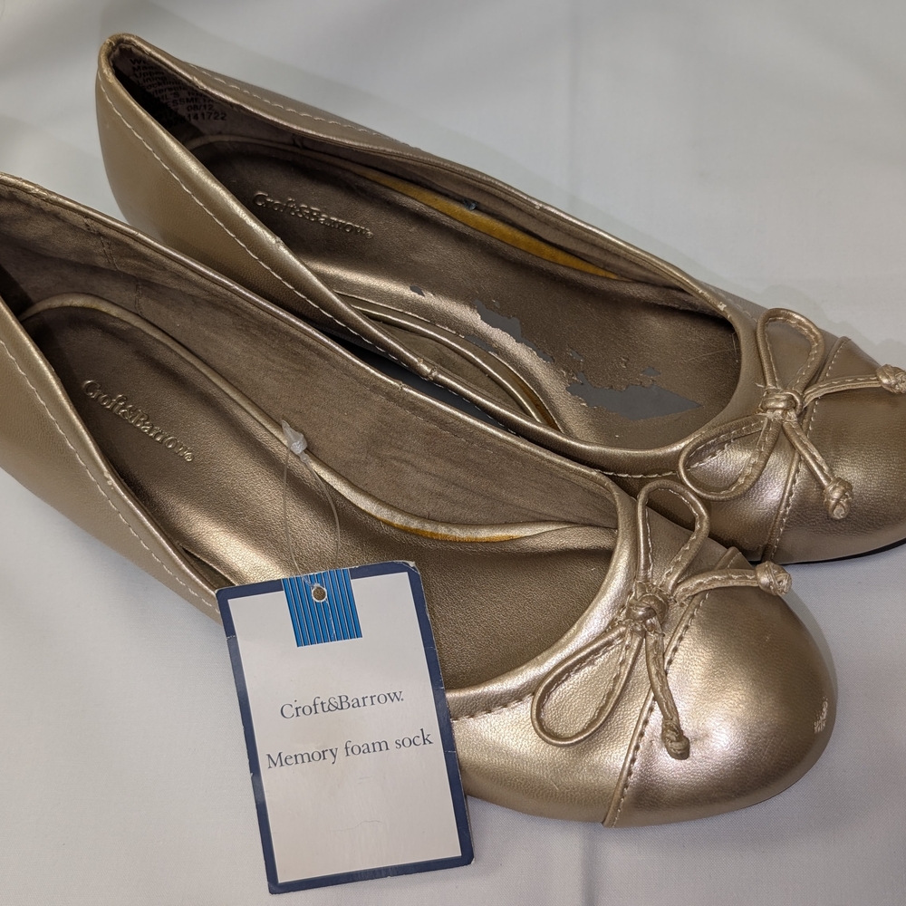 Croft & Barrow Women's Gold Ballet Flats